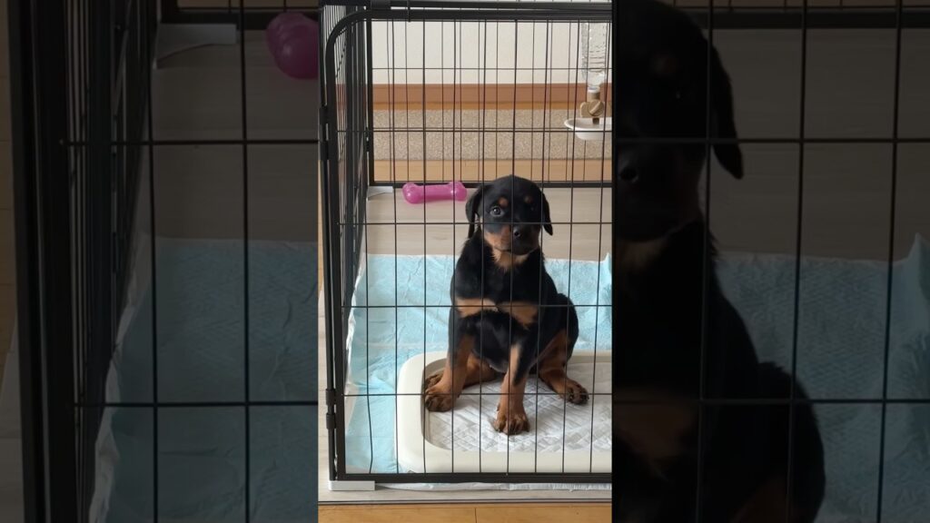 甘えん坊なロットワイラーの子犬と遊んであげる優しいお兄ちゃん犬。 #ロットワイラー #子犬 #ラブラドール