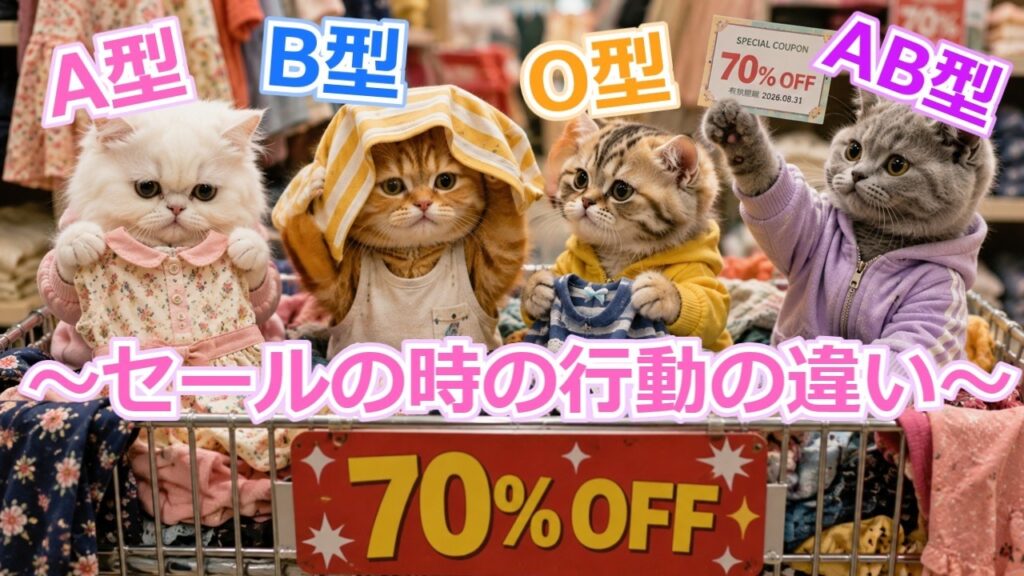 【血液型別】セールの時の行動の違い 【血液型別】セールの時の行動の違い